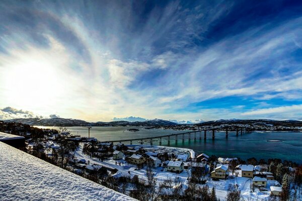 Der Winterhimmel. Norwegen Landschaft