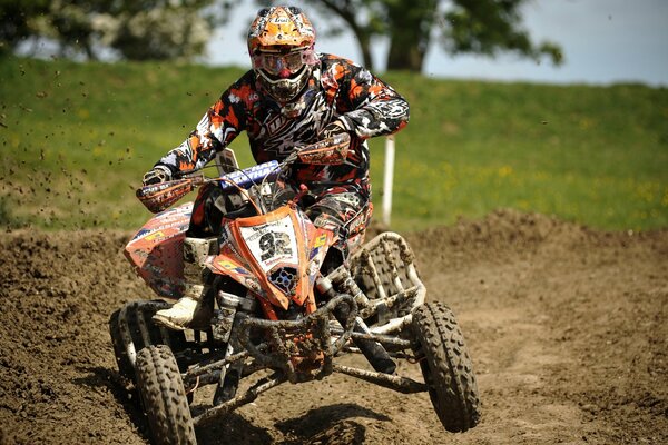 Off-road motorcycle racing in the field