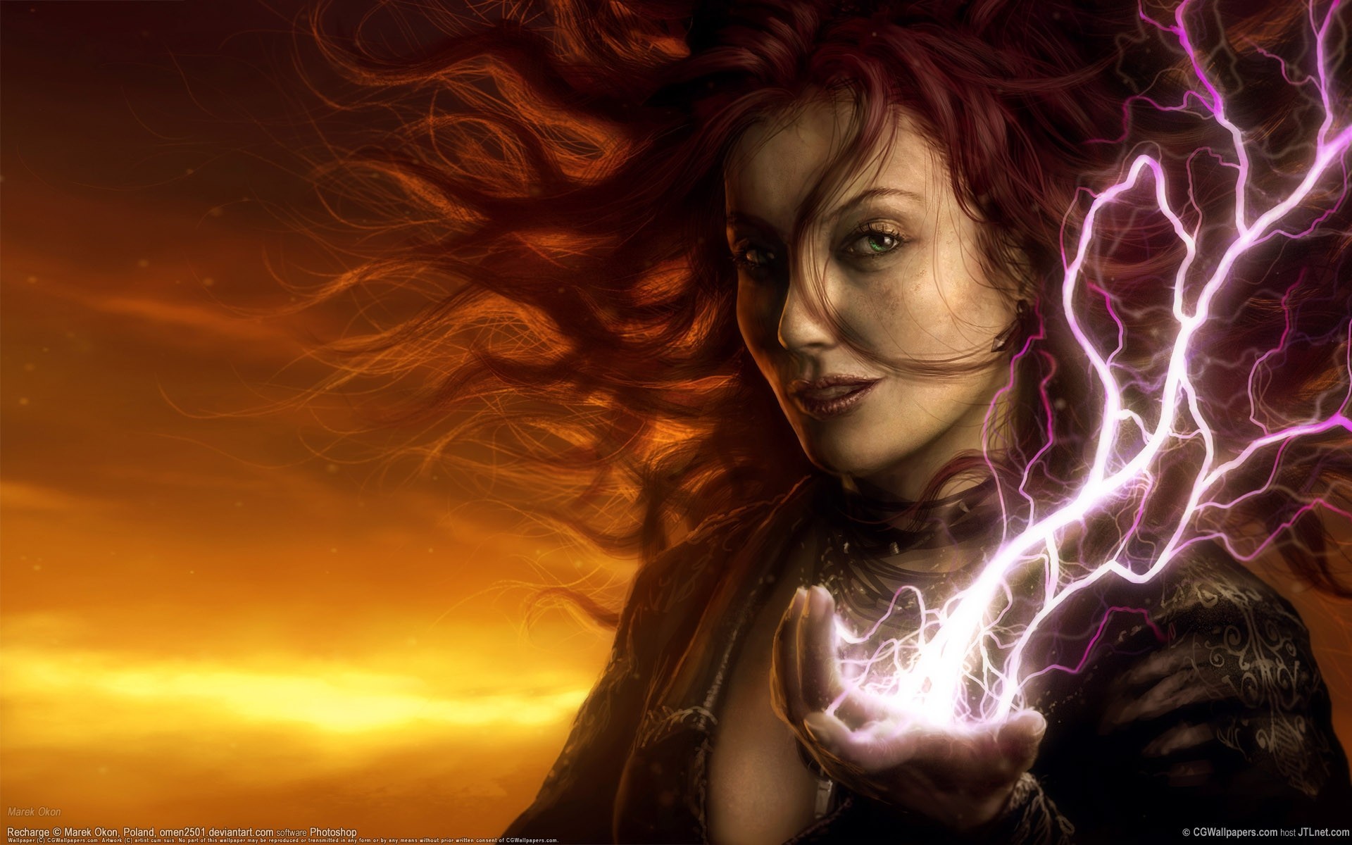 red hair witchcraft witch magic lightning