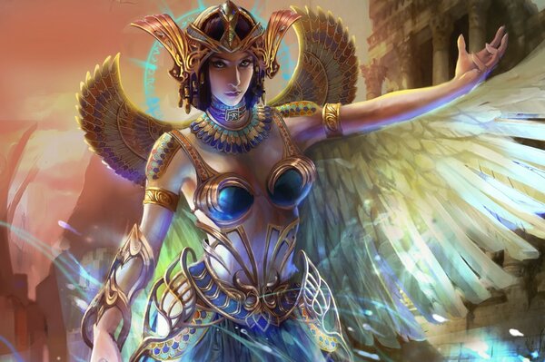 Art image of a Goddess with wings