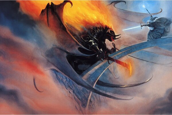 Figure image de la bataille de Gandalf et Balrog sur le pont