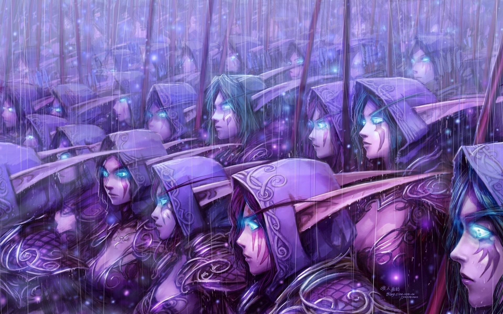 blue eyes blizzard entertainment elves twilight art background