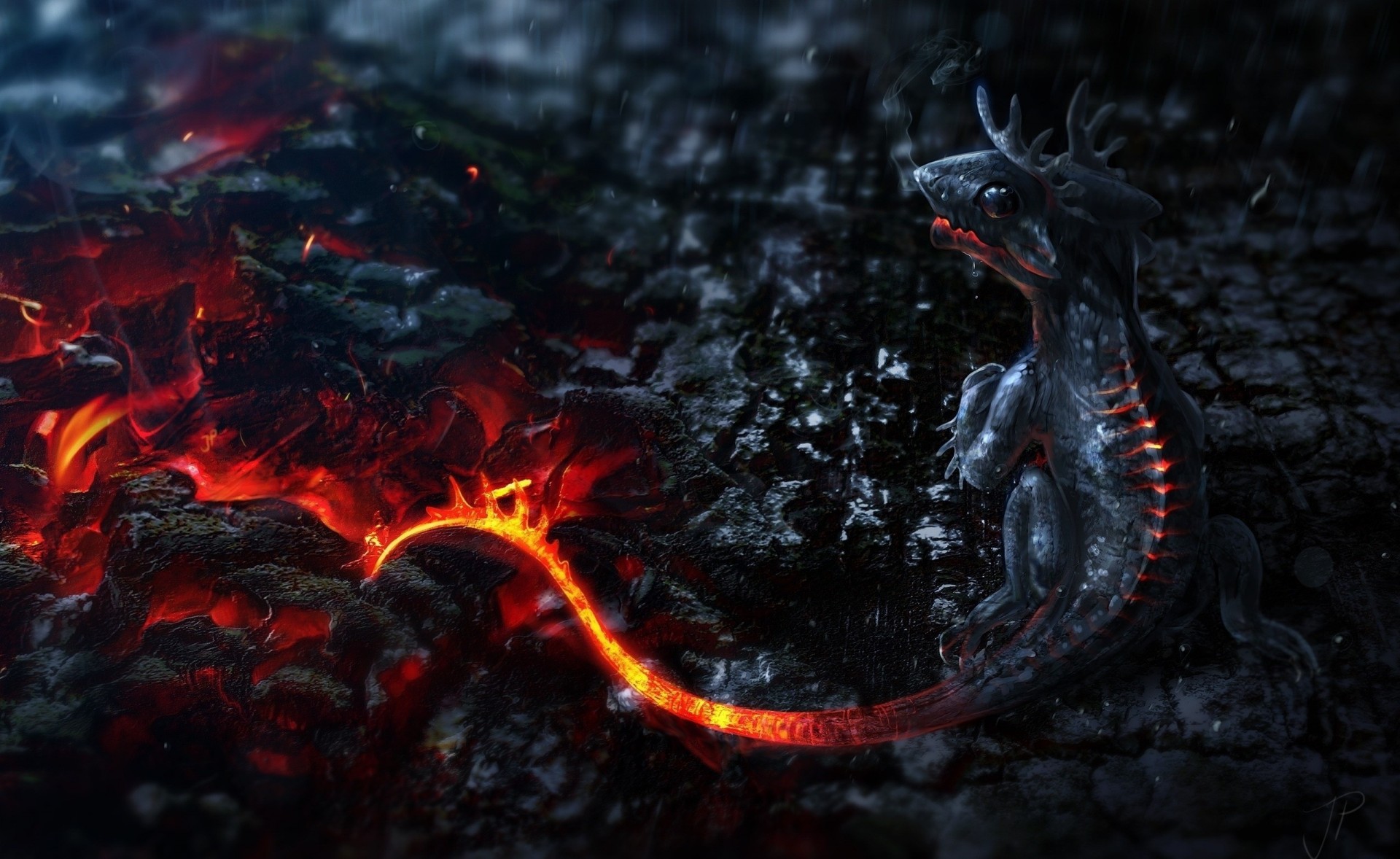 fire art ash ash volcanoes dragon fantasy