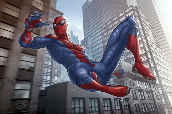 Comic book. Spider - Man in flight