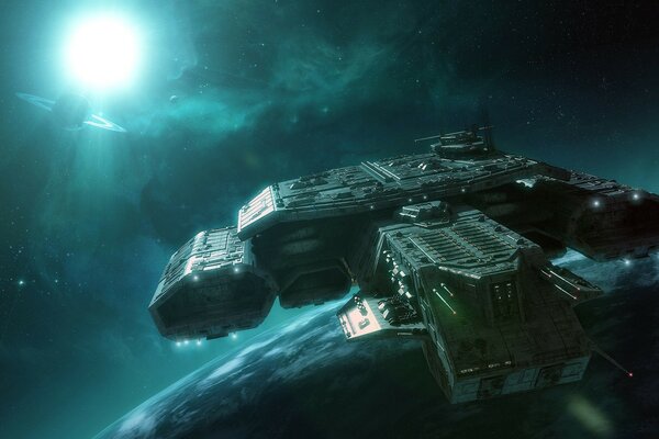 The space station protects the space expanses. Journey through the Warp