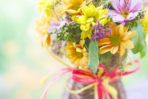 A large beautiful bouquet of chrysanthemums