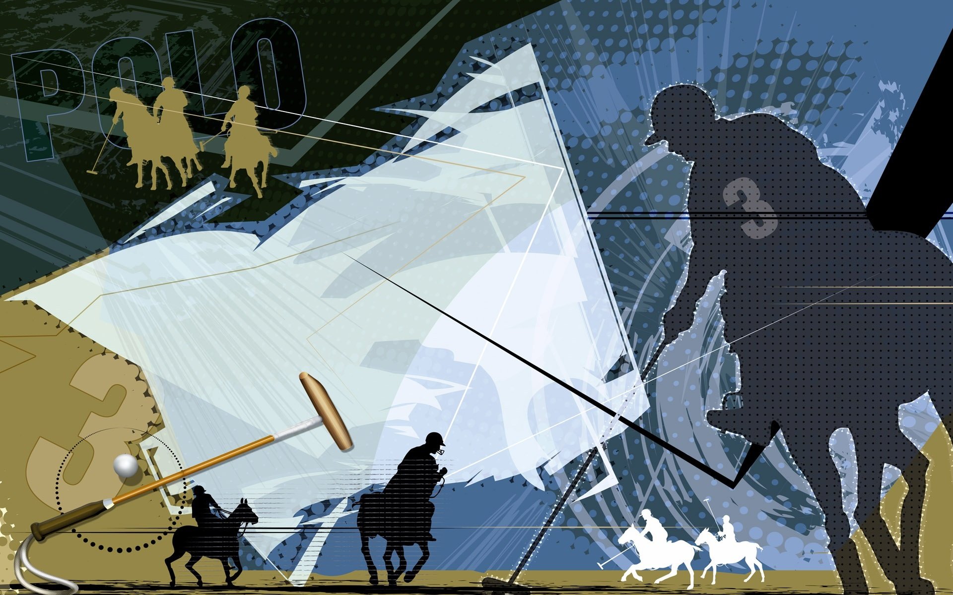 polo horse stick ball the field collage silhouette wallpaper 2014 vector