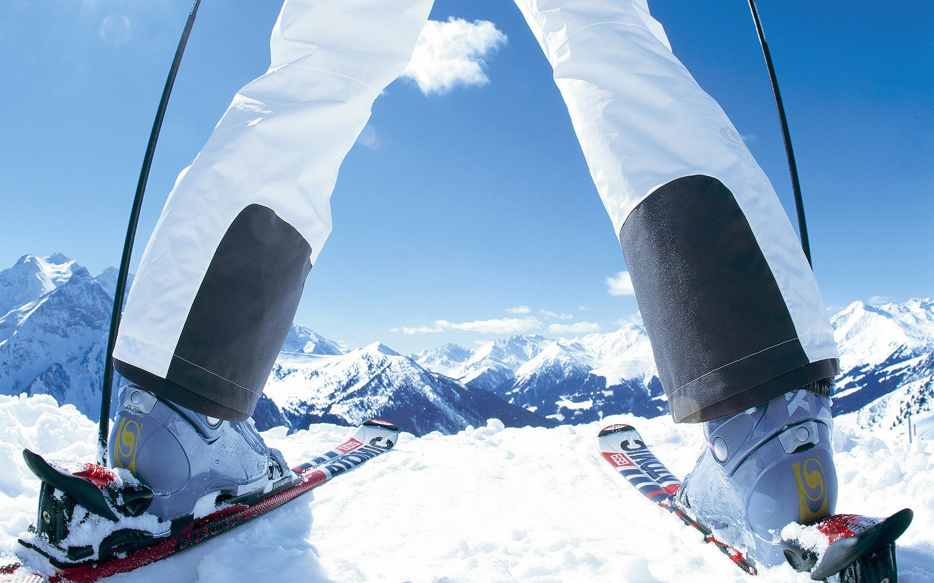 skifahrer ski füße berge schnee sport