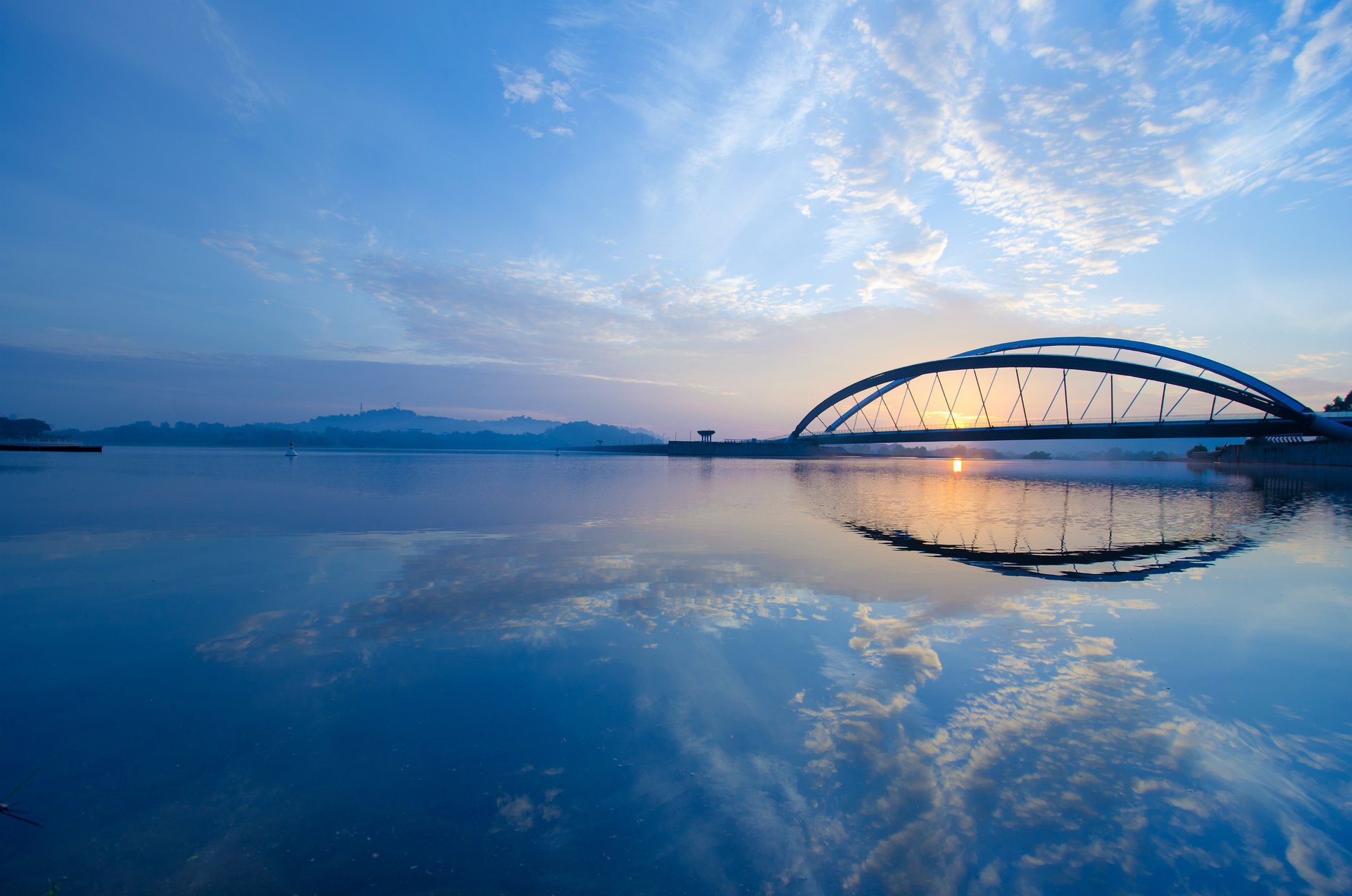 malaysia sky clouds bridge city sunrise malesia morning putrajaya strait