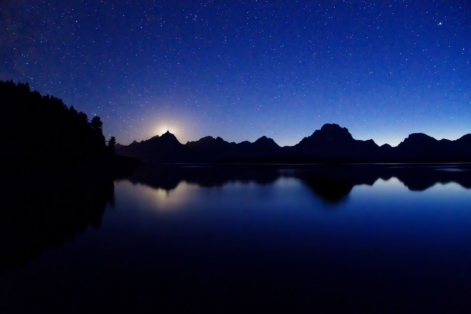 see jackson licht sterne berge nacht mond