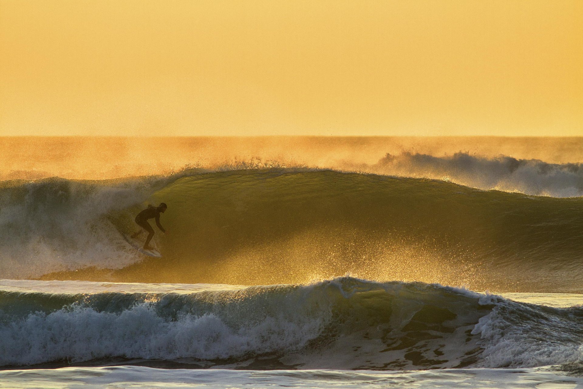 ocean sunset sports surfing athlete waves spray