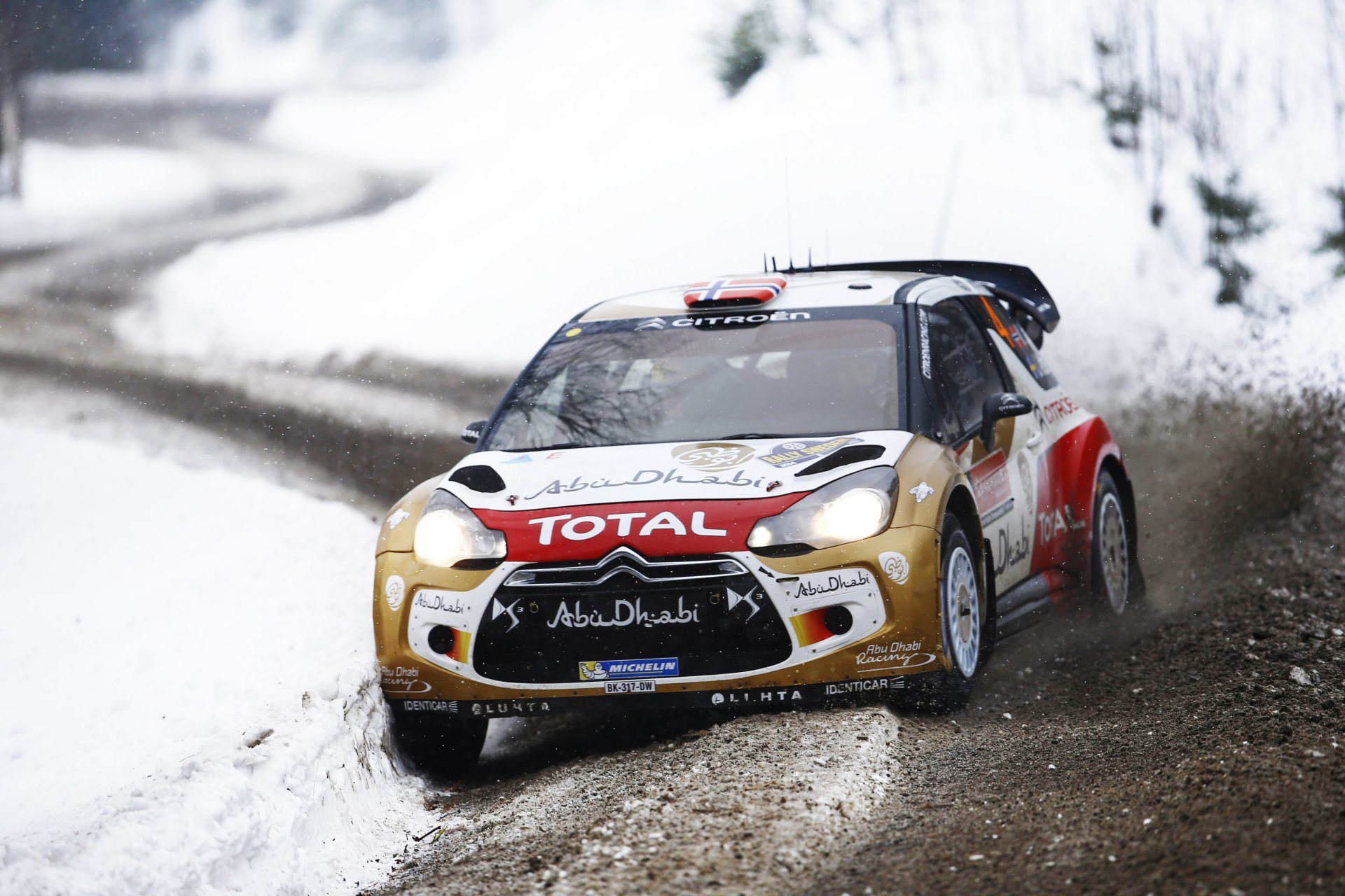 citroen ds3 wrc rally rally car sport auto front full winter snow cold mads ostberg