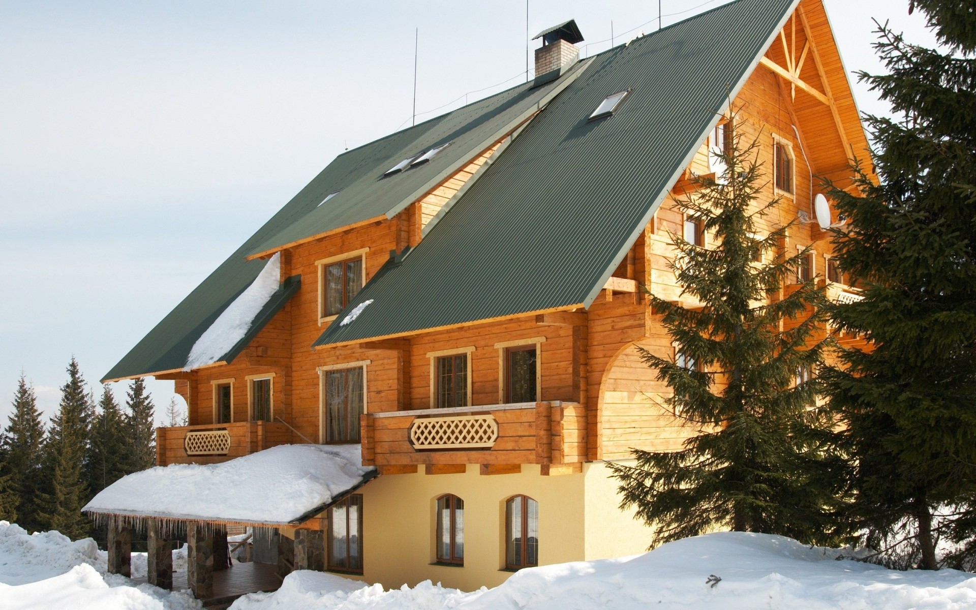 invierno palmeras casa nieve