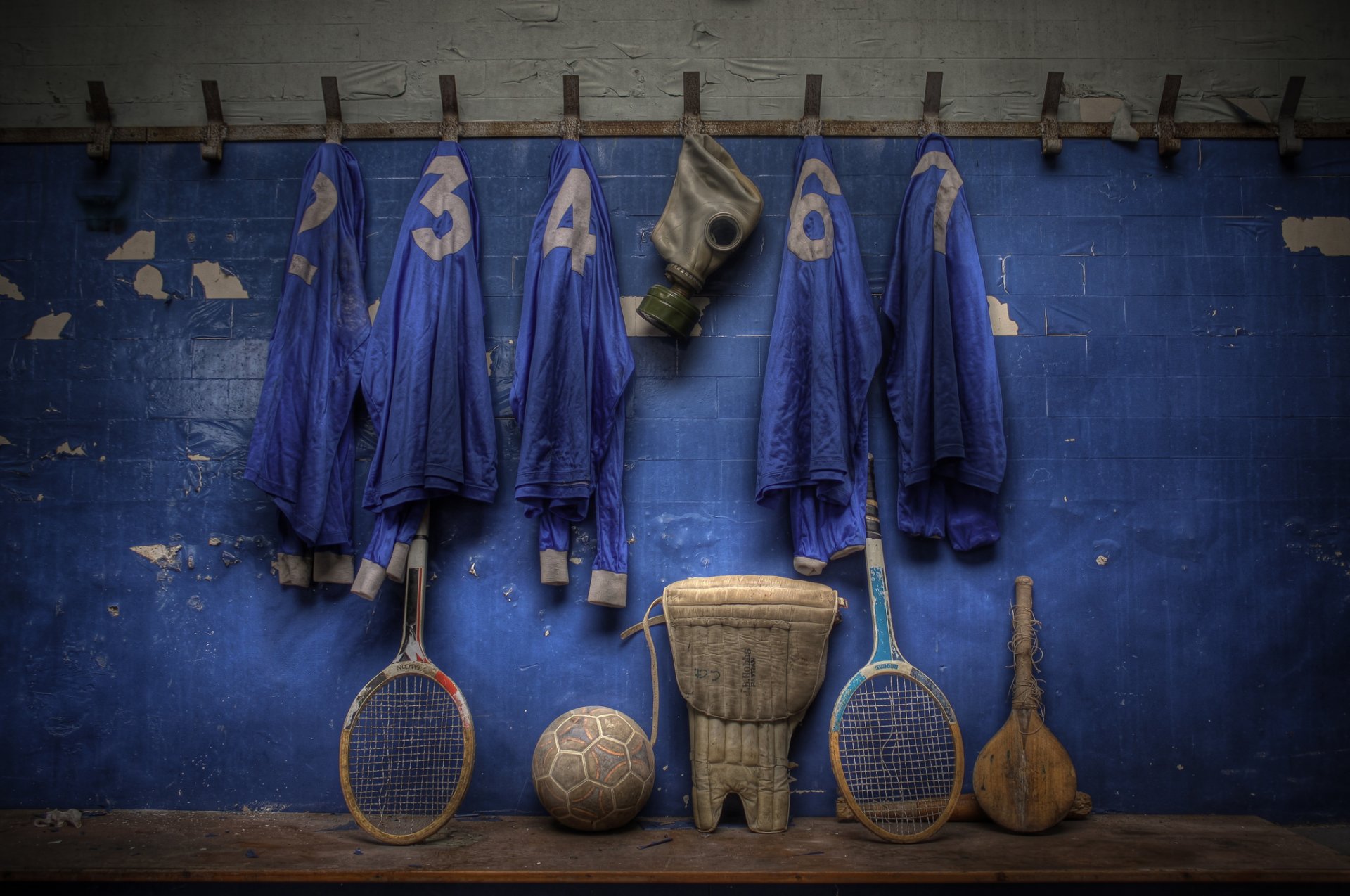 cloakroom ball racket sport