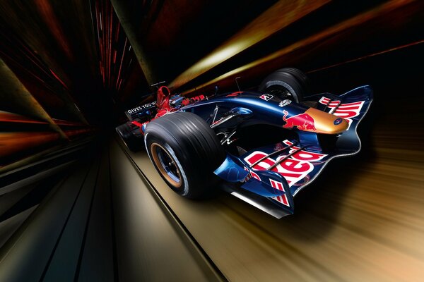 Formula 1 racing car with red Bull logo