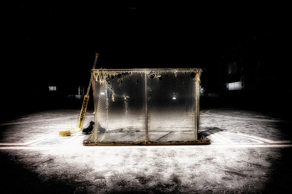 Puertas de hockey en blanco y negro