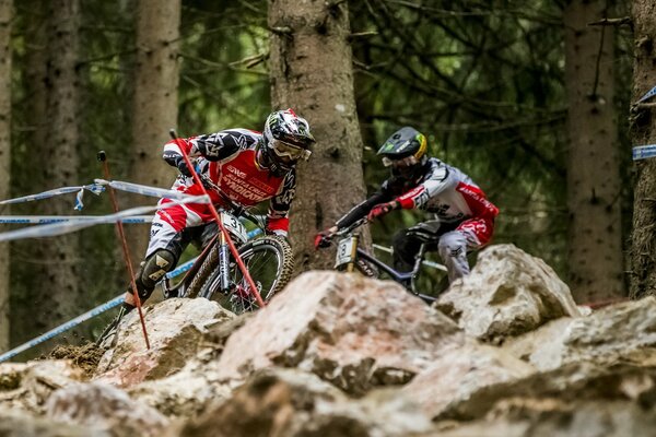 Rennsport in den Bergen mit Fahrrädern