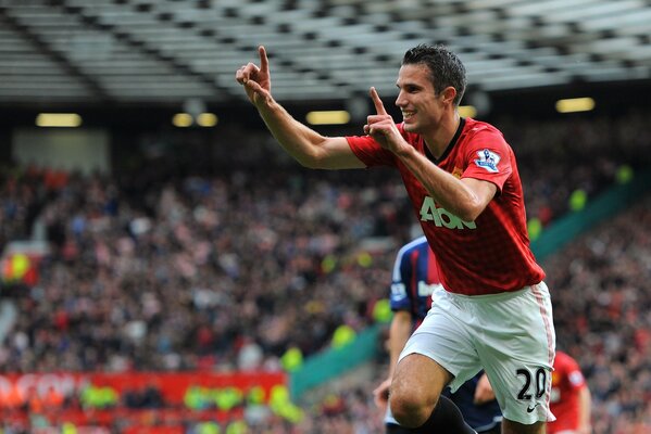 Robin van Persie durante la celebrazione del gol