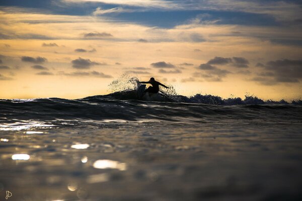 Someone is splashing in the waves of the sea