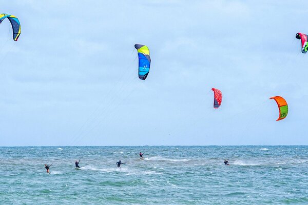 Sky sea and wind board riding