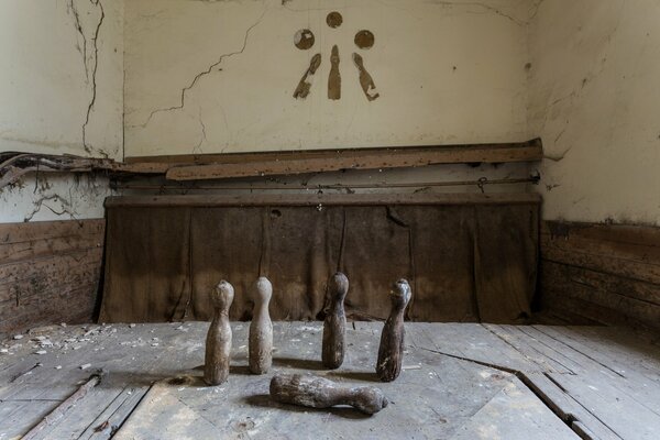 Skittles on the background of an aged interior