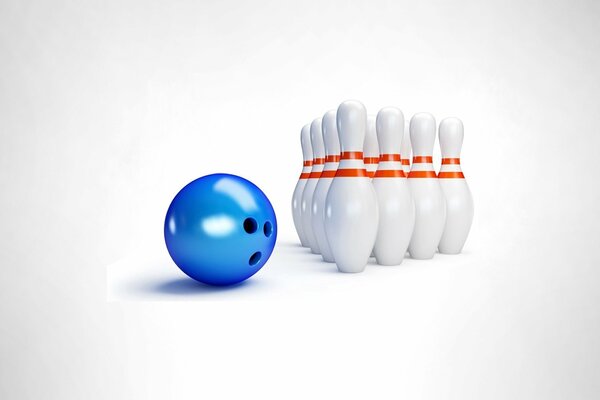 Kegel zum Bowling mit einer Kugel