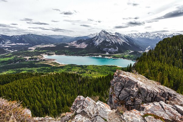 Mountains Lake Summer clouds canada