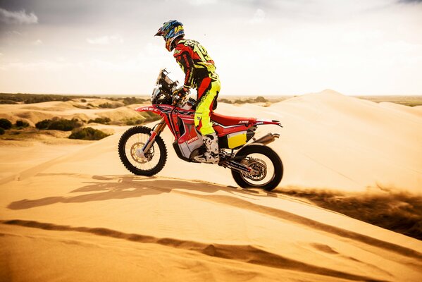 Velosepidista en el desierto de Dakar