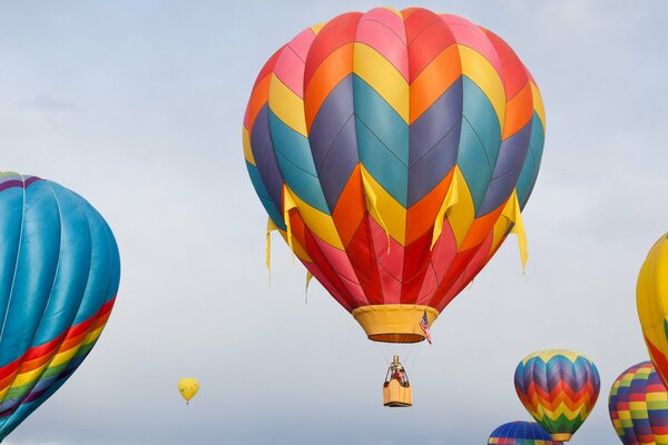 Hot air balloon flight into the sky