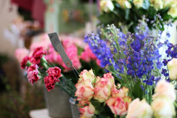 A variety of bright colors in buckets