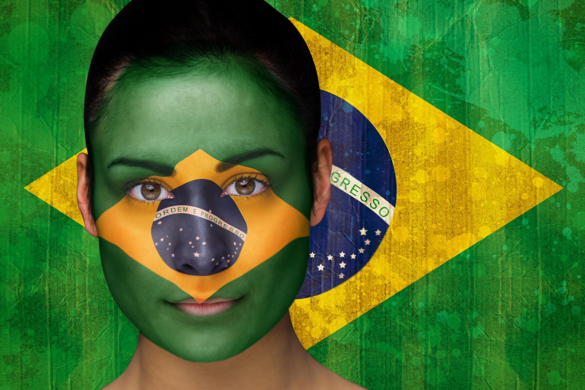 brasilien fifa wm 2014 fußball flagge gesicht