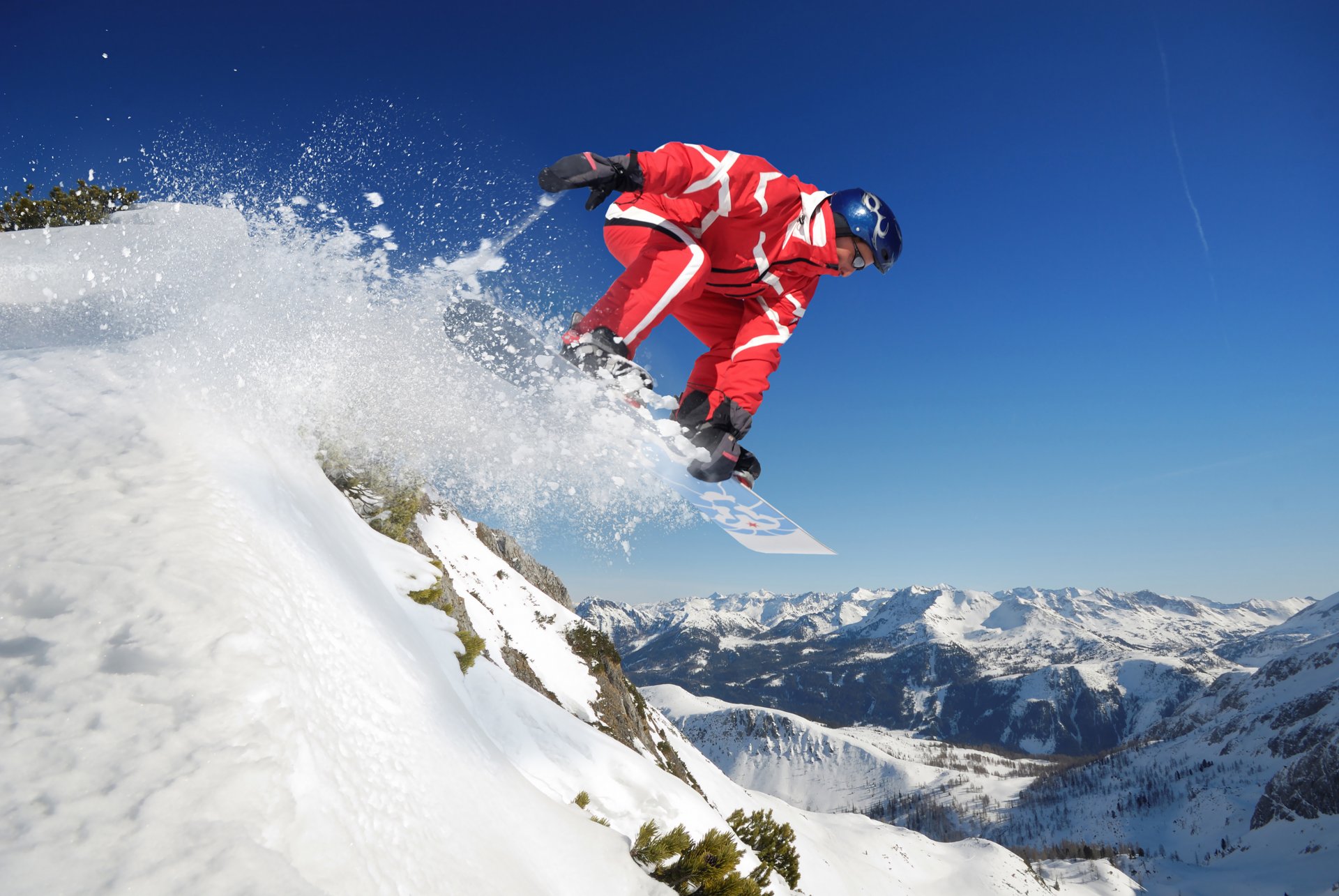 sport schnee berge himmel snowboard sprung