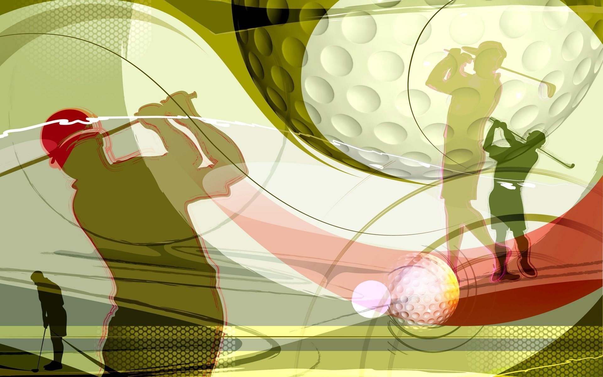 golf silhouette strike stick cap collage wallpaper vector