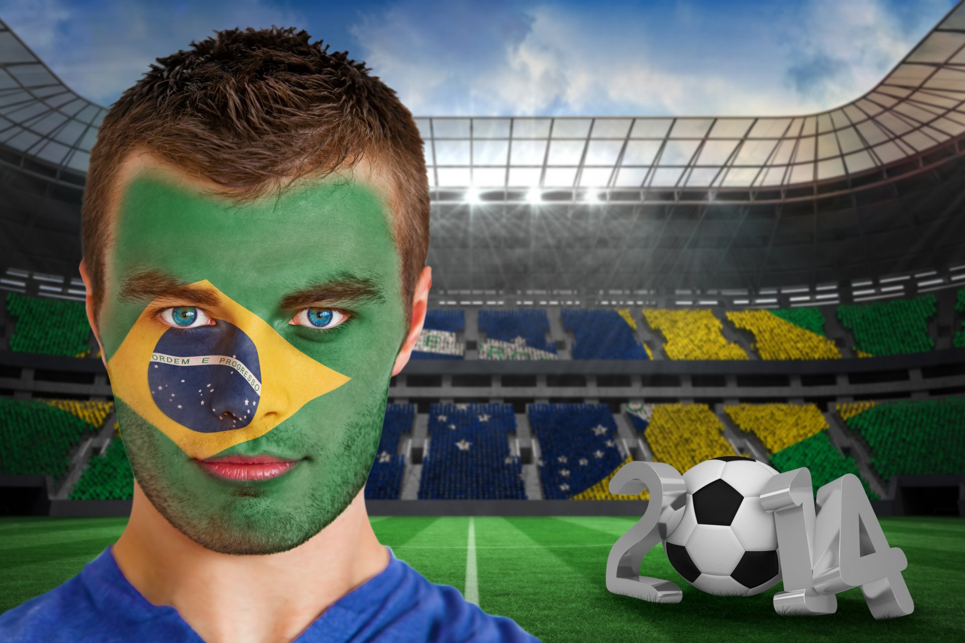 brasil fifa world cup 2014 football flag face