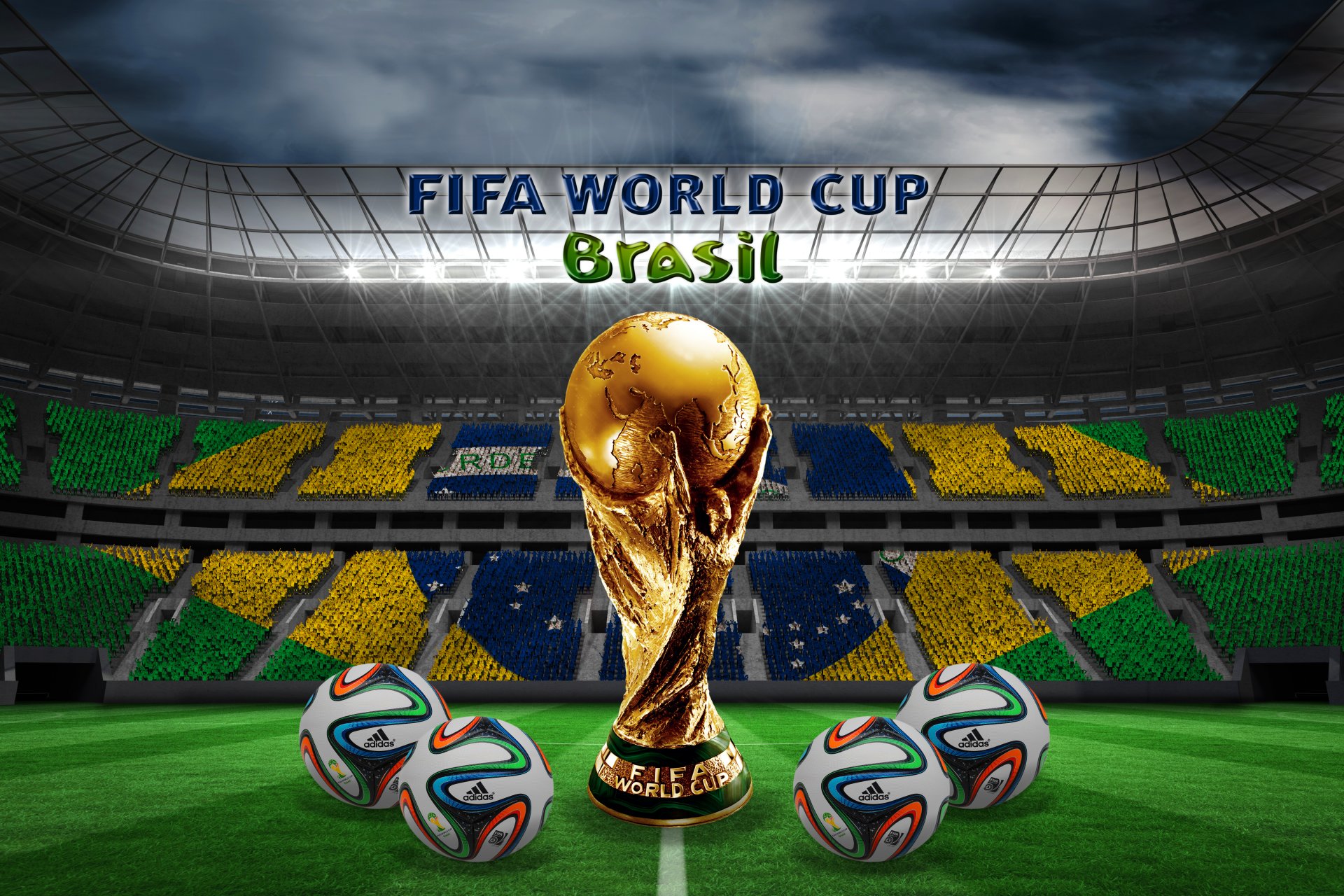 brésil fifa coupe du monde 2014 football drapeau boule stade trophée d or brazuca balles brazuca