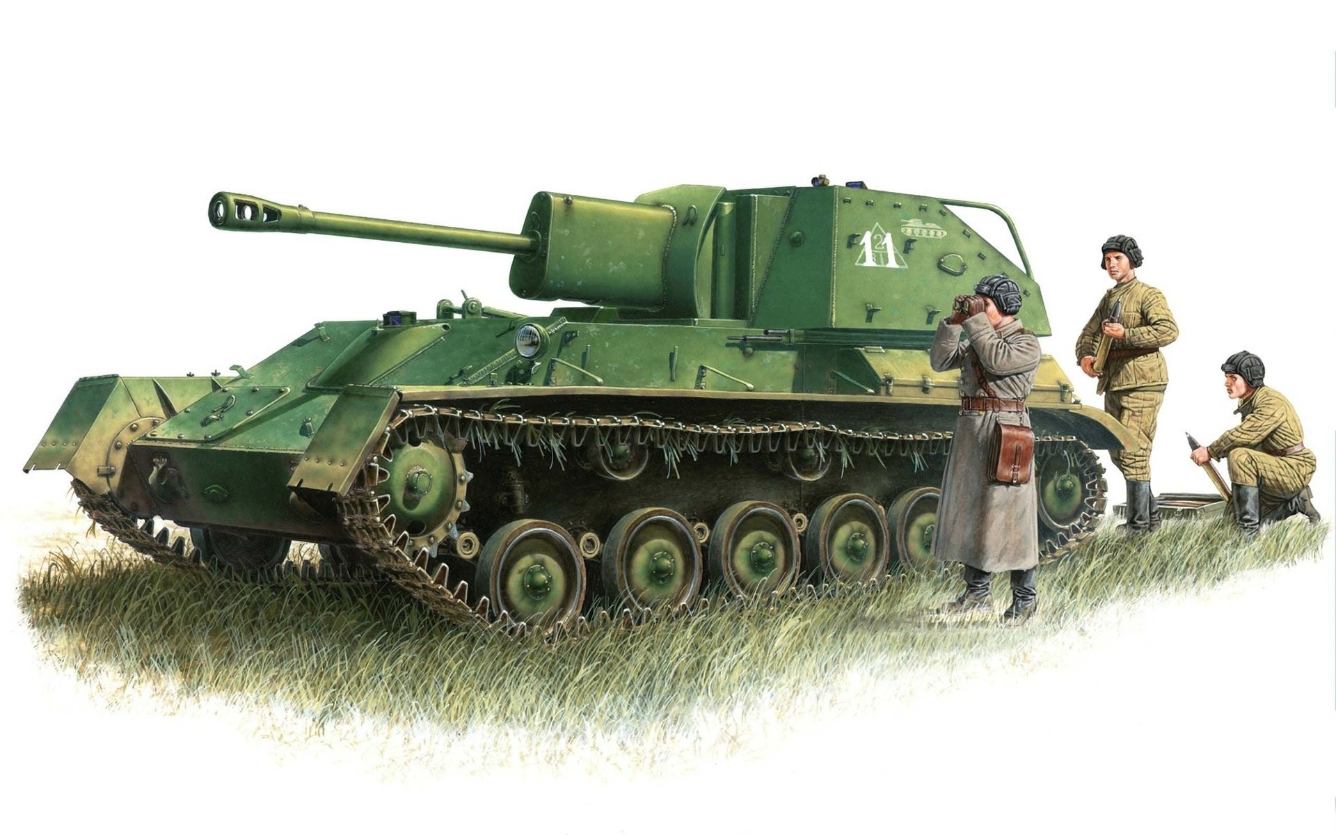 automoteur su-76 art soviétique léger dessin