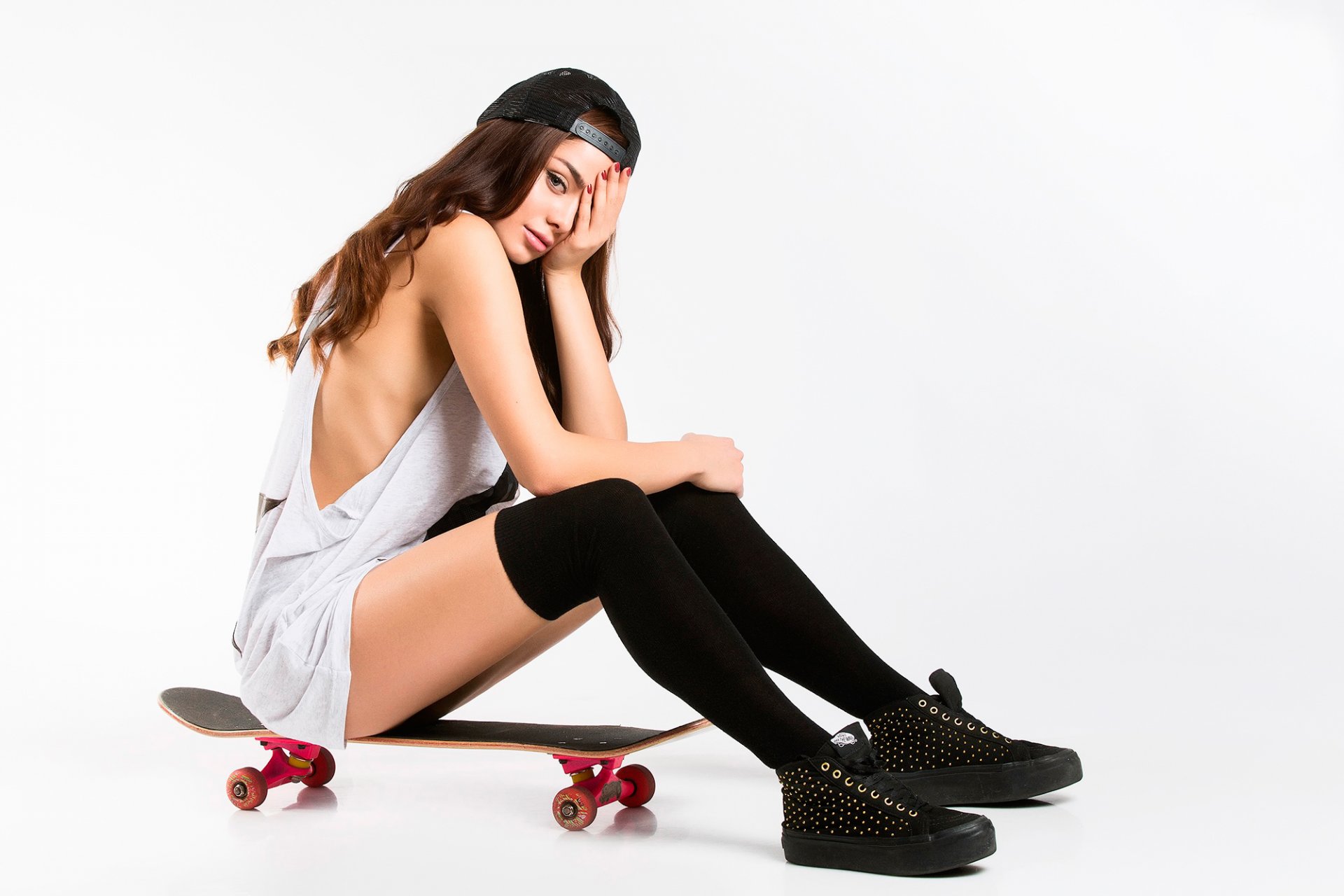 skate tavola ragazza calze al ginocchio