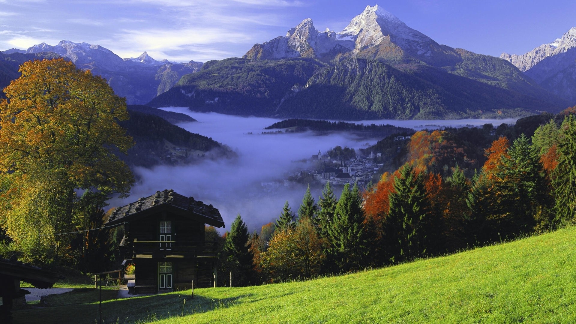 nebel haus bayern herbst reparatur berge