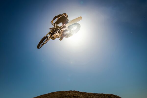 Jump into the sky on a motorcycle