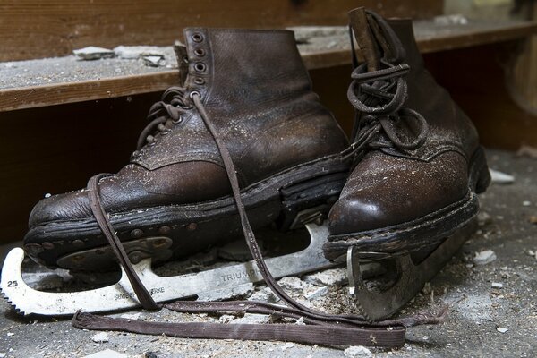 Old leather skates