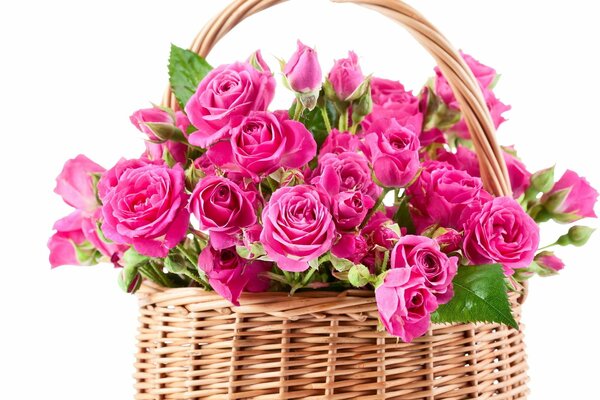 Basket bouquet of beautiful roses