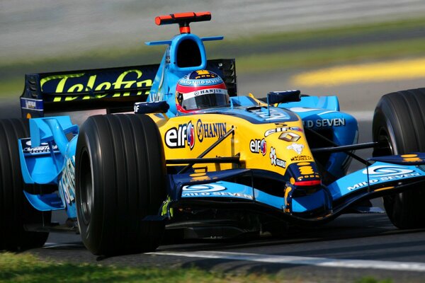 Formule 1 voiture de sport bleu avec jaune