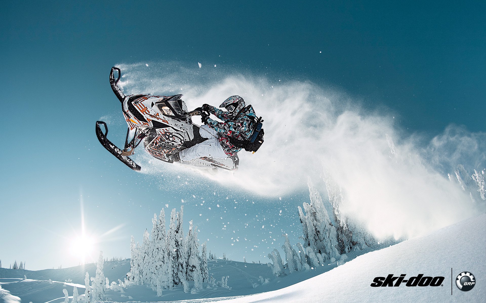 ki-doo moto de nieve freeride brp salto bosque nieve deporte