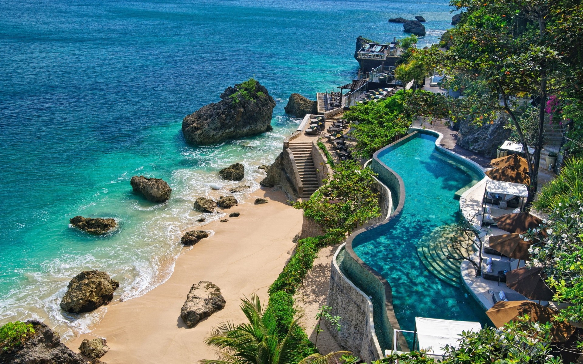 coast pools nature bali indonesia pool