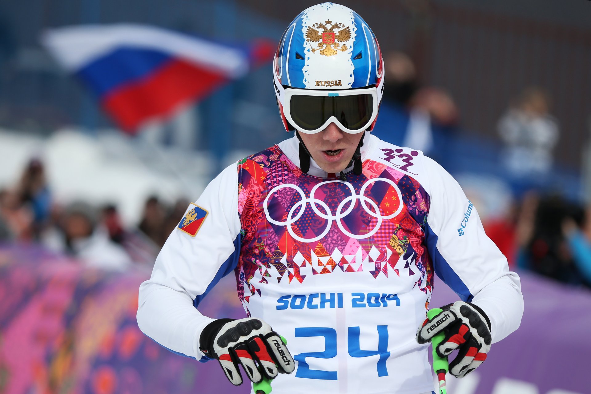 ski-cross yegor korotkov sochi 2014 sochi-2014 juegos olímpicos de invierno xxii juegos olímpicos de invierno sochi-2014 rusia bandera escudo de armas casco gafas