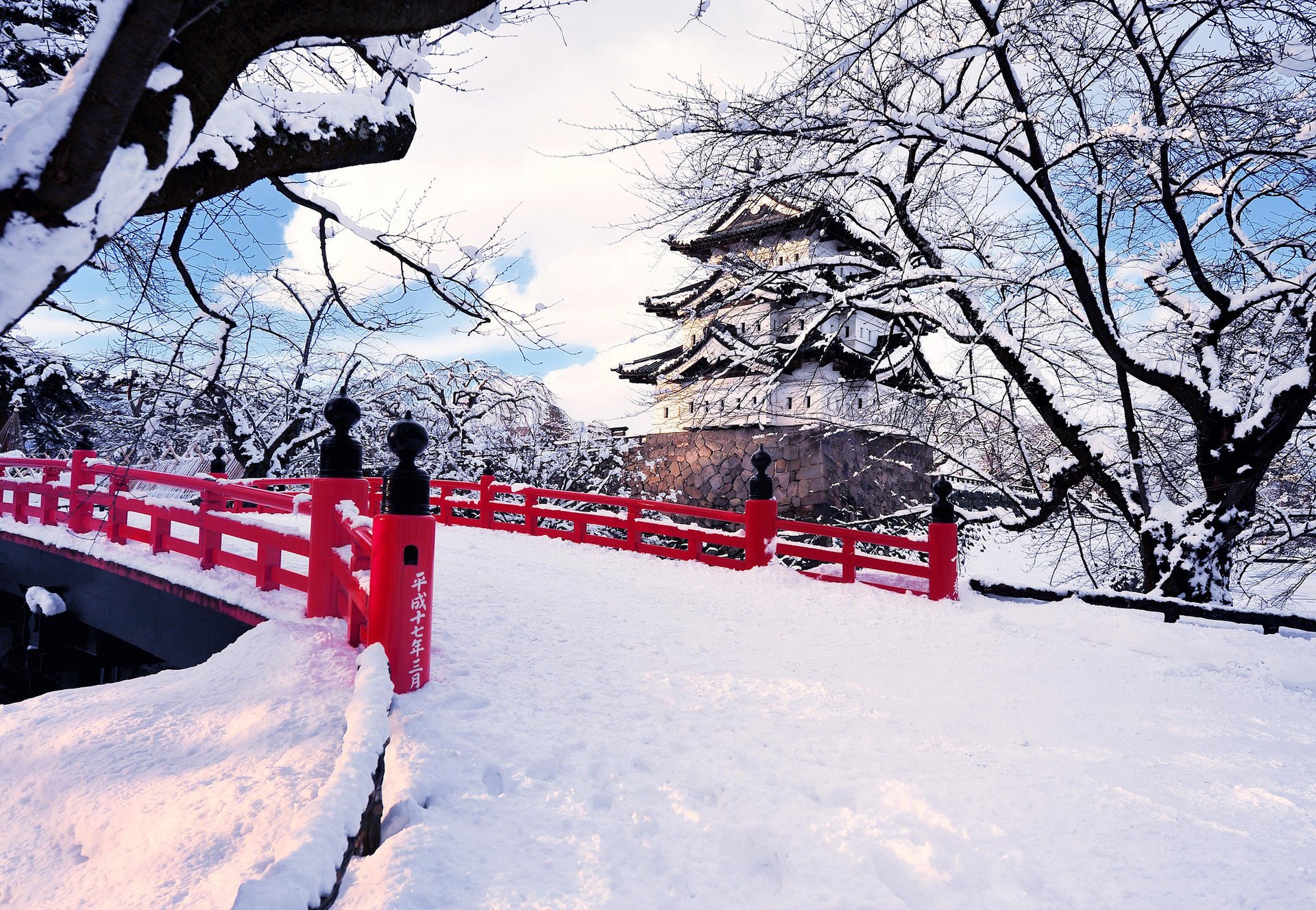 hirosaki aomori prefecture winter snow japan the city