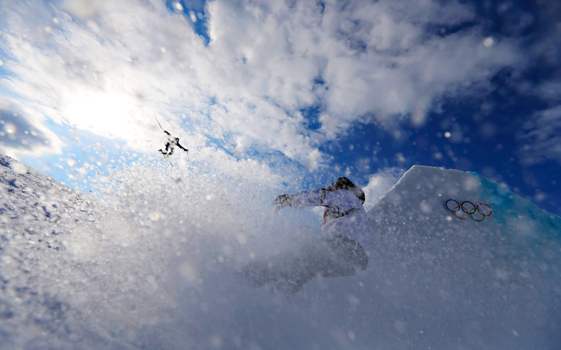 soczi 2014 narciarstwo slopestyle trening lód śnieg słońce niebo trening