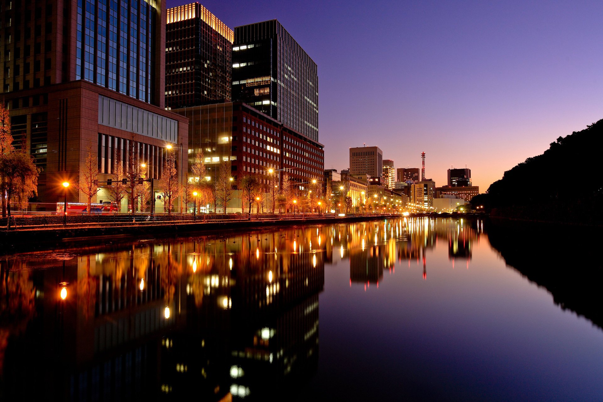 tokyo the evening the city night lights japan