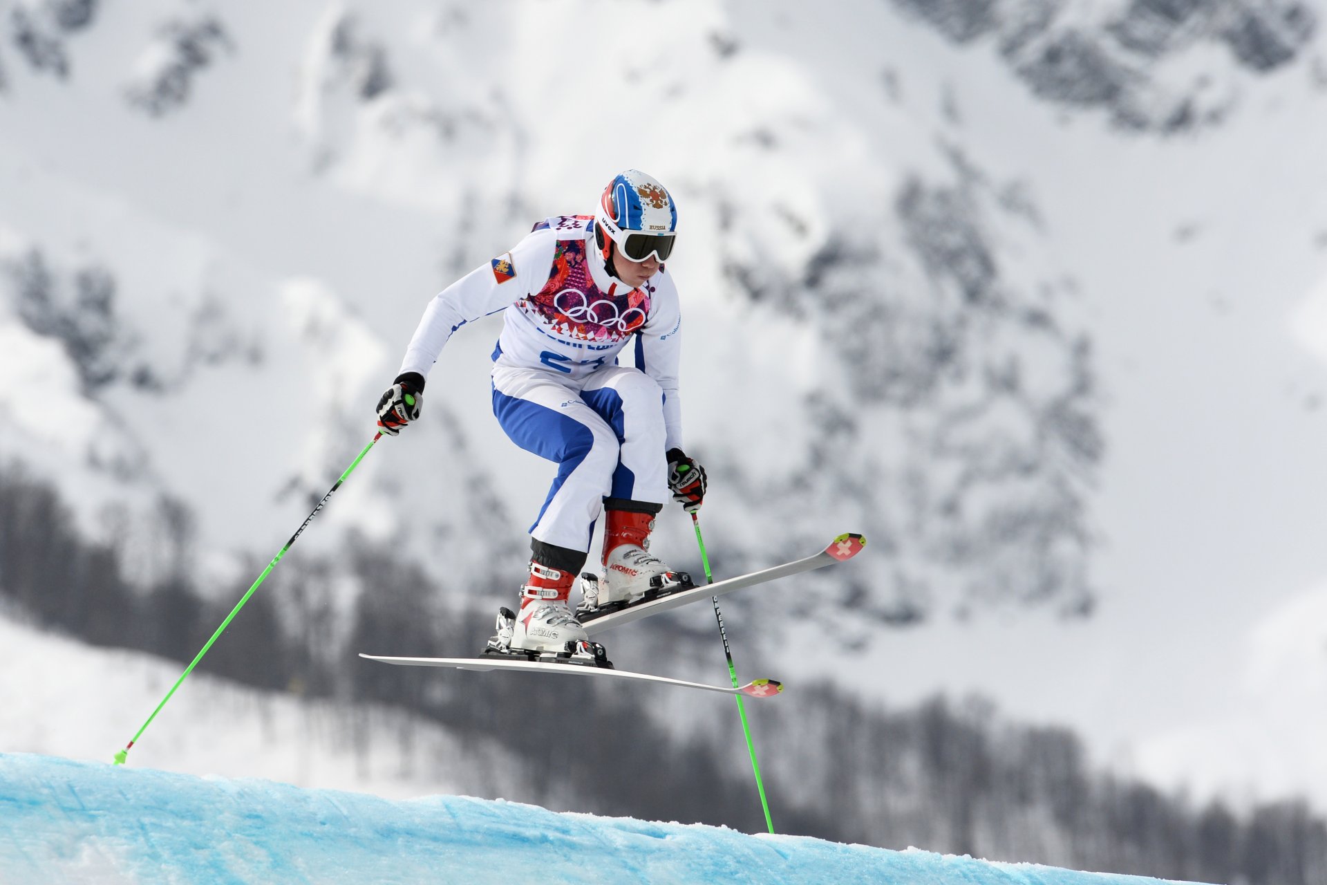 ski-cross egor korotkow soczi 2014 soczi 2014 zimowe igrzyska olimpijskie xxii zimowe igrzyska olimpijskie soczi 2014 rosja narty kijki śnieg góry