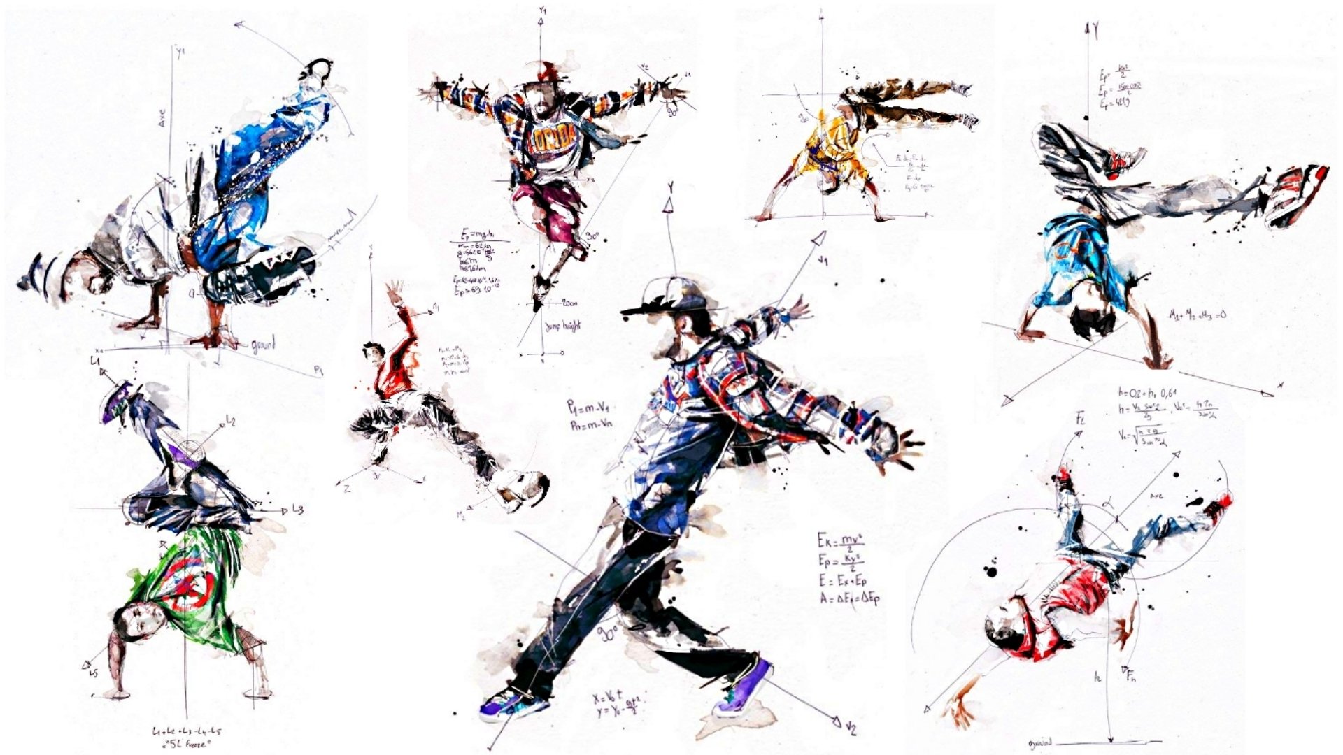 dance photo illustration style break dance florian nicole florian nicolle friezes freeze paint colors mathematics mathematic geometry body language